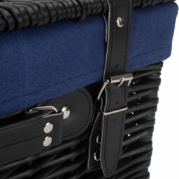 Red Hamper Blue Lining 40cm Black Wicker Picnic Basket - thumbnail 5