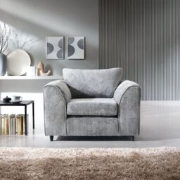 Abakus Direct Harriet Crushed Chenille Armchair Chair in Light Grey - thumbnail 1