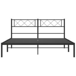 Berkfield Home Metal Bed Frame with Headboard Black 160x200 cm - thumbnail 4