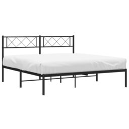 Berkfield Home Metal Bed Frame with Headboard Black 160x200 cm - thumbnail 3