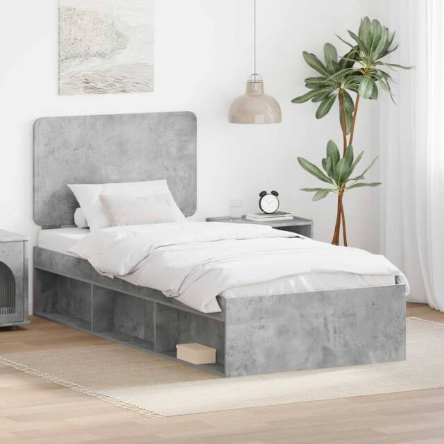 Berkfield Home Bed Frame with Headboard Concerte 90 x 200 cm Solid Pine Wood in Grey - image 1