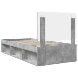 Berkfield Home Bed Frame with Headboard Concerte 90 x 200 cm Solid Pine Wood in Grey - thumbnail 9