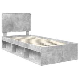 Berkfield Home Bed Frame with Headboard Concerte 90 x 200 cm Solid Pine Wood in Grey - thumbnail 4