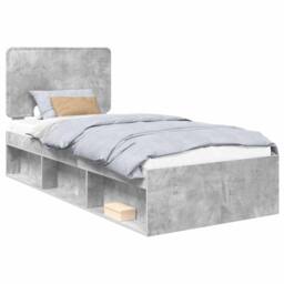 Berkfield Home Bed Frame with Headboard Concerte 90 x 200 cm Solid Pine Wood in Grey - thumbnail 2