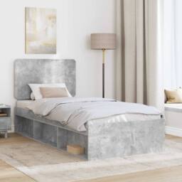 Berkfield Home Bed Frame with Headboard Concerte 90 x 200 cm Solid Pine Wood in Grey - thumbnail 3