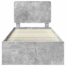 Berkfield Home Bed Frame with Headboard Concerte 90 x 200 cm Solid Pine Wood in Grey - thumbnail 7