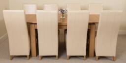 Thats Furniture Richmond 140-220cm Oak Extending Dining Table & 8 Lola Leather Chairs in Cream - thumbnail 2