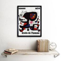 "Artery8 Advert Charity Unesco Joan Miro Abstract Rights Man Framed Art Print in Black - Size: W12"" x H16""" - thumbnail 2