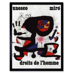 "Artery8 Advert Charity Unesco Joan Miro Abstract Rights Man Framed Art Print in Black - Size: W12"" x H16""" - thumbnail 1