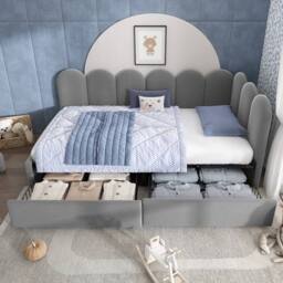 Merax Upholstered Bed Daybed With Drawers, 3FT Single Sofa Bed for Children in Grey - thumbnail 8