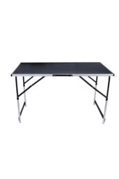 Groundlevel Foldable Table, Adjustable Height Heavy Duty Folding Camping Catering Picnic Trestle Bbq Party Table in Black