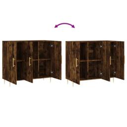 Berkfield Home Sideboard Smoked Oak 90x34x80 cm Engineered Wood in Brown - Size: 90 x 34 x 80 cm - thumbnail 9