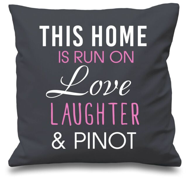 "60 SECOND MAKEOVER Grey Cushion Cover This Home Is Run By Love Laughter & Pinot 16"" x 16"" Mum Friend Gift Decorative Cushion Home"