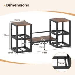 Costway Wall Mounted Wine Rack 3-Tier Kitchen Floating Shelf w/Glass Holder in Brown - thumbnail 2