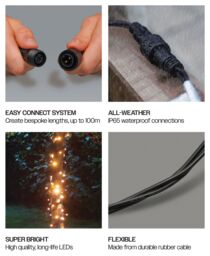 Xmas Haus String Lights Black Rubber IP65 10m/80 LED Copper Gold - thumbnail 5