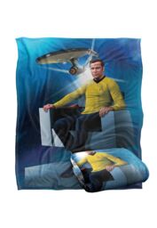 Star Trek Captains Chair Silky Touch Super Soft Throw Blanket 152 X 127 cm in White - thumbnail 2