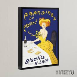 "Artery8 Almond Biscuits Vintage Advert Framed Canvas Wall Art Print Cappiello in Blue - Size: W12"" x H16""" - thumbnail 2