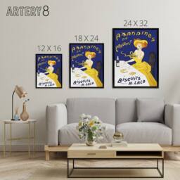 "Artery8 Almond Biscuits Vintage Advert Framed Canvas Wall Art Print Cappiello in Blue - Size: W12"" x H16""" - thumbnail 4