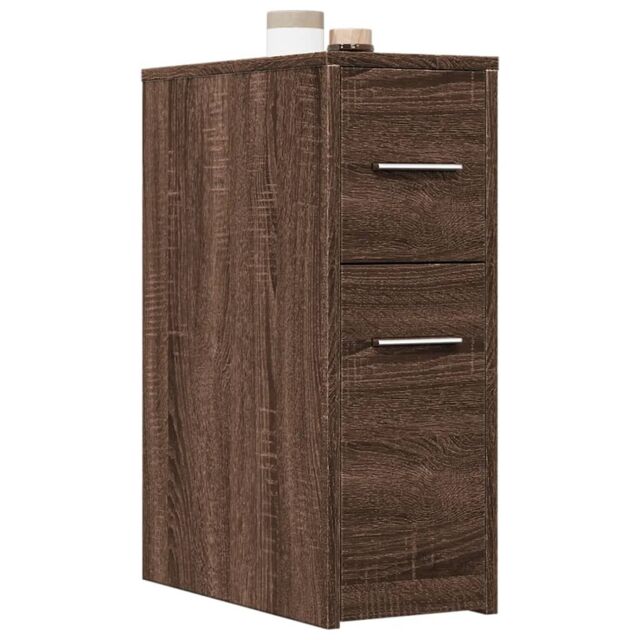 Berkfield Home Narrow Bathroom Cupboard with Wheels Brown Oak Engineered Wood - image 1