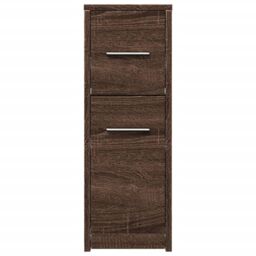 Berkfield Home Narrow Bathroom Cupboard with Wheels Brown Oak Engineered Wood - thumbnail 4