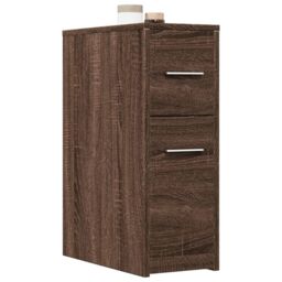 Berkfield Home Narrow Bathroom Cupboard with Wheels Brown Oak Engineered Wood - thumbnail 1