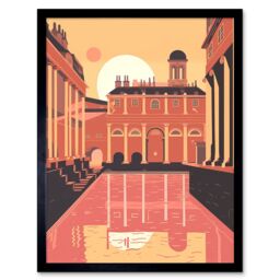 "Artery8 Wall Art Print Roman Baths Georgian Architecture Art Framed in Black - Size: W12"" x H16""" - thumbnail 1