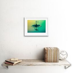 "Artery8 Wall Art Print Water Droplet Splash Green Framed in White - Size: W7"" x H9""" - thumbnail 2