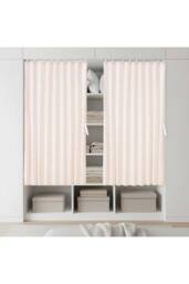 Living and Home 1 Panel Faux Linen Pleated Folding Curtain for Door/Window in Beige - Size: 100 cm width x 200 cm drop - thumbnail 3