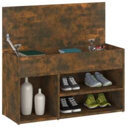 Berkfield Home Shoe Bench Smoked Oak 80x30x45 cm Engineered Wood in Brown - Size: 80 x 30 x 45 cm