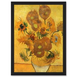 Artery8 Painting Van Gogh Still Life Vase Fifteen Sunflowers A4 Artwork Framed Wall Art Print in Black - thumbnail 1