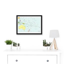 Artery8 Map Of Oceania Australia New Zealand Melanesia Micronesia Polynesia A4 Artwork Framed Wall Art Print in Black - thumbnail 2