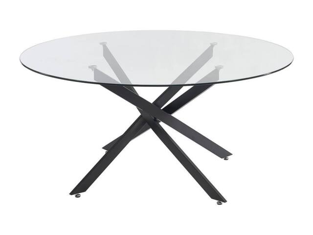 Vente-unique Round Dining Table for 6 Cm Tempered Glass & Black Metal - Clear - image 1