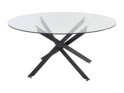 Vente-unique Round Dining Table for 6 Cm Tempered Glass & Black Metal - Clear - thumbnail 1