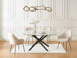 Vente-unique Round Dining Table for 6 Cm Tempered Glass & Black Metal - Clear - thumbnail 9