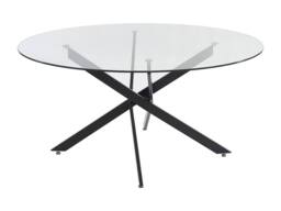 Vente-unique Round Dining Table for 6 Cm Tempered Glass & Black Metal - Clear - thumbnail 5