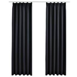 Berkfield Home Elegant Blackout Curtains with Hooks 2 pcs Black 140x225 cm - thumbnail 3