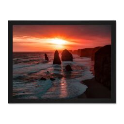 "Artery8 Wall Art Print Holthausen Twelve Apostles Sunset Australia Large Framed Wall Décor Art in White - Size: W18"" x H24""" - thumbnail 1