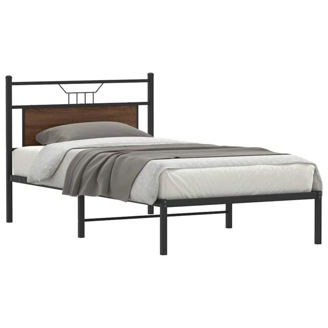 Berkfield Home Bed Frame without Mattress Brown Oak 107x203 cm Engineered Wood - image 1