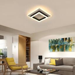 COMELY LED Ceiling Light, 30W Square Acrylic Living Room Ceiling Lights in Black - thumbnail 2