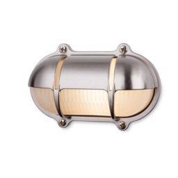 Netlighting Nautic Outdoor Brass Bulkheads Wall Light Oval Nickel Finish IP64 E27 in Gold
