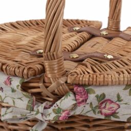 Red Hamper Wicker Childs Light Steamed Finish Cotton Lined Oval Picnic Basket in Brown - thumbnail 4