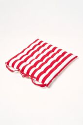Homescapes 4 Pack Seat Pads Cotton Red Striped Indoor Outdoor Garden Cushion, 40cm - Size: 40 cm x 40 cm - thumbnail 3