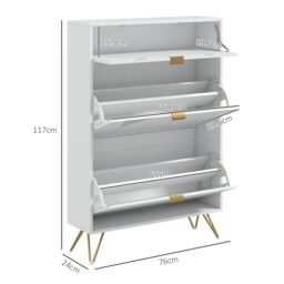 HOMCOM Slim Shoe Storage Cabinet with Flip Drawers for Entryway, Hallway, White - thumbnail 3