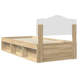 Berkfield Home Bed Frame with Headboard Sonoma Oak 75 x 190 cm Solid Pine Wood in Brown - thumbnail 9