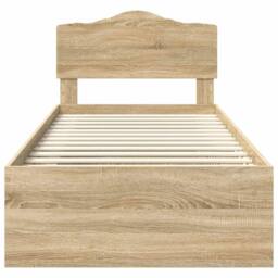 Berkfield Home Bed Frame with Headboard Sonoma Oak 75 x 190 cm Solid Pine Wood in Brown - thumbnail 7