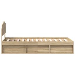 Berkfield Home Bed Frame with Headboard Sonoma Oak 75 x 190 cm Solid Pine Wood in Brown - thumbnail 8