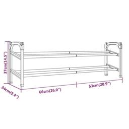 Berkfield Home Sturdy Extendable Shoe Rack with 2 Shelves 119x24x37 cm in Black - Size: 119 x 24 x 37 cm - thumbnail 8