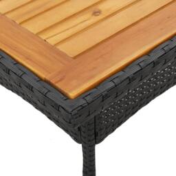 Berkfield Home Garden Table with Acacia Wood Top Black 80x80x75 cm Poly Rattan - Size: 80 x 80 x 75 cm - thumbnail 8
