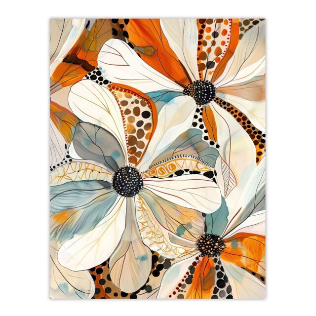 "Artery8 Abstract Floral Painting Wildflowers Animal Print Wall Art Print in Orange - Size: W12"" x H16""" - image 1