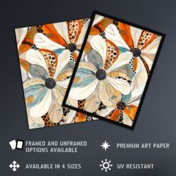 "Artery8 Abstract Floral Painting Wildflowers Animal Print Wall Art Print in Orange - Size: W12"" x H16""" - thumbnail 2